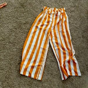 Mustard and white striped pants